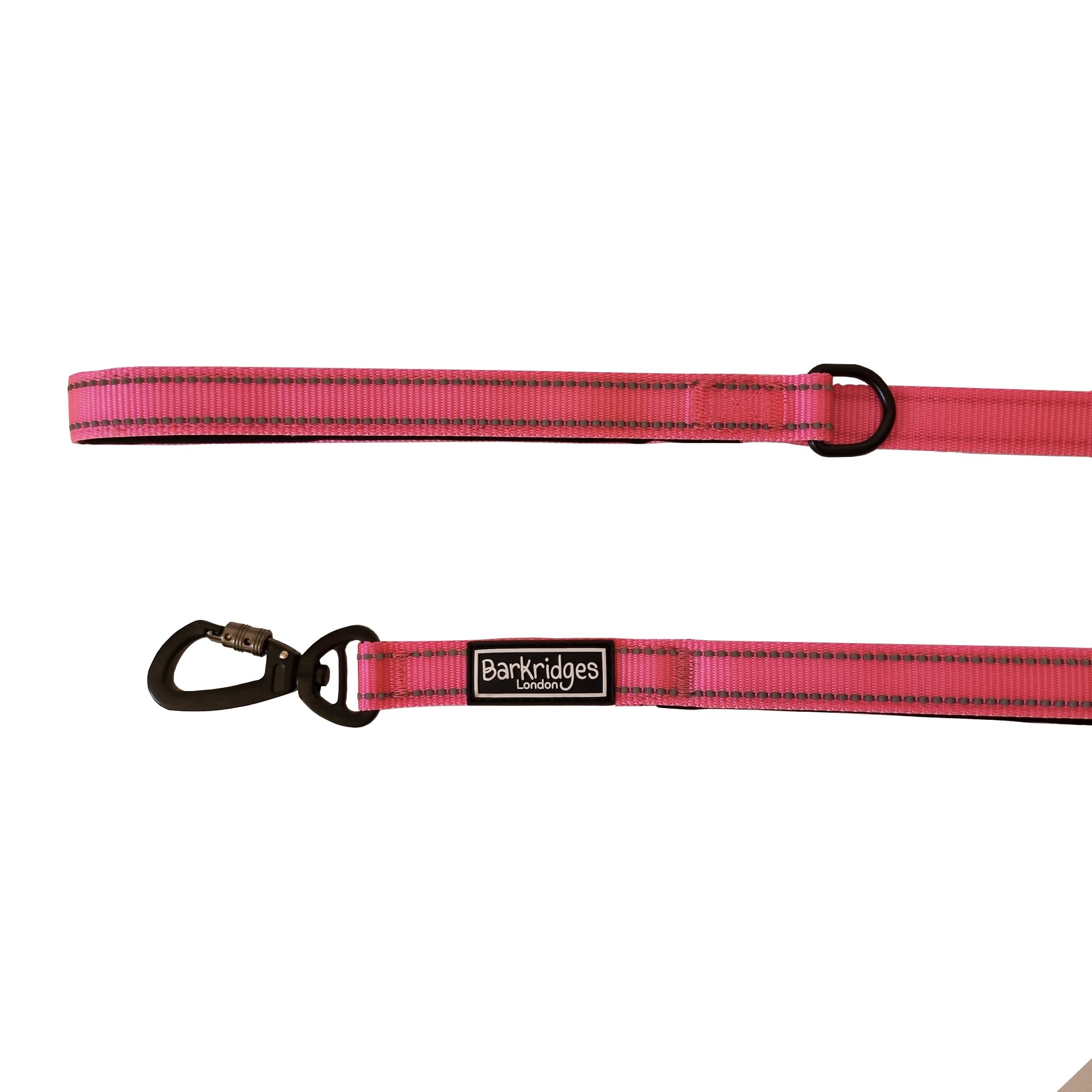Barkridges® Premium Triple Handle Dog Lead Leash | Traffic Handle | Secured | Locking Clip | Padded Handle | Safety Reflective Strips | Comfortable for Small Medium Large Dogs (Hot Pink, 120cm)