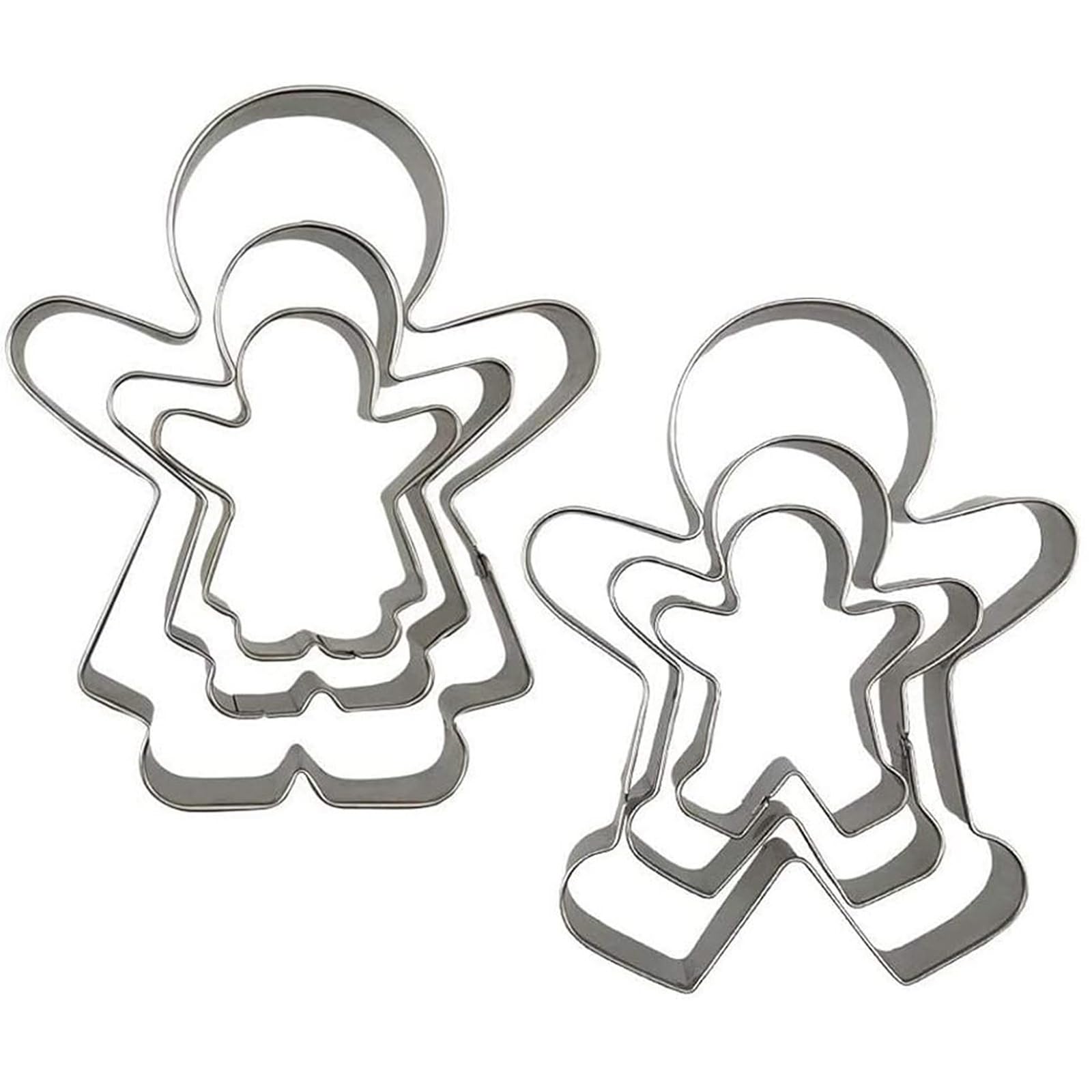 6 Pieces Gingerbread Man Cookie Cutters Set Stainless Steel Boy and Girl Biscuit Cutter Shapes for Baking Cake Pastry Holiday Decoration,Cake Cutter