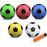 5 PCS 6 Inch Mini Soccer Ball Set with Pump, PVC Soft Toddler Soccer, Indoor Outdoor Sports Toys for Kids, Pool Beach Lawn Games, Classic Black White Training Balls, Birthday Gift for Boys Girls