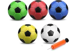 UMNODOBN 5 Inch Mini Soccer FootBalls for Indoor Mini Soccer Hoops, Soft Rubber Ball Goal Sports Game Swimming Pool Balls Beach Balls Great Gift for Adults & Kids Sensory Stress Balls with Air Pump 5PCS