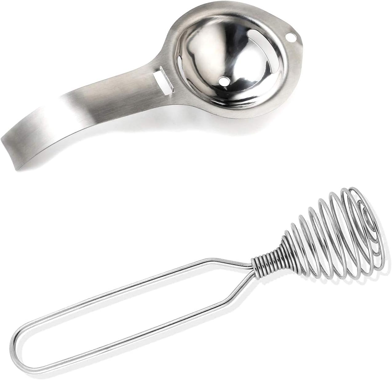 Time Roaming Egg Separator and Egg Beater Stainless Steel Egg Whisk Chef Kitchen Kit, Pack of 2
