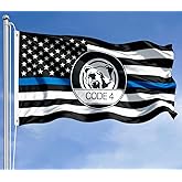 Thin Blue line Code 4 Flag 3x5 Ft with 2 Brass Grommets for Indoor Outdoor Yard House Garden Decor Vivid Color Durable Polyester