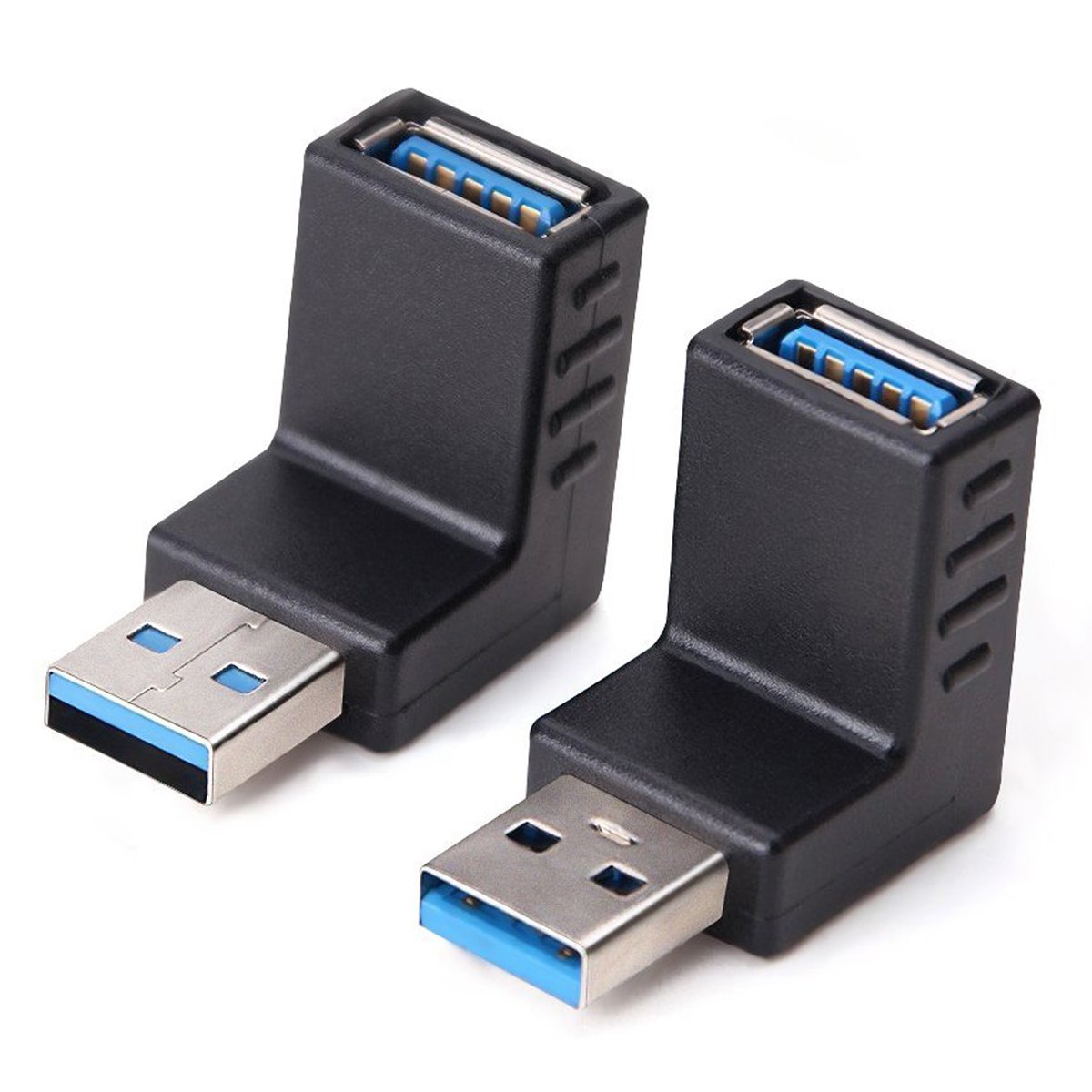 USB 3.0 Adapter 90 Degree Male to Female, Vertical Up and Down Angle Coupler Connector, 2-PACK