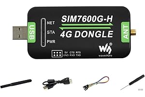 Waveshare SIM7600G-H 4G DONGLE with Antenna with Industrial Grade 4G Communication and GNSS Positioning Peripheral Supports G