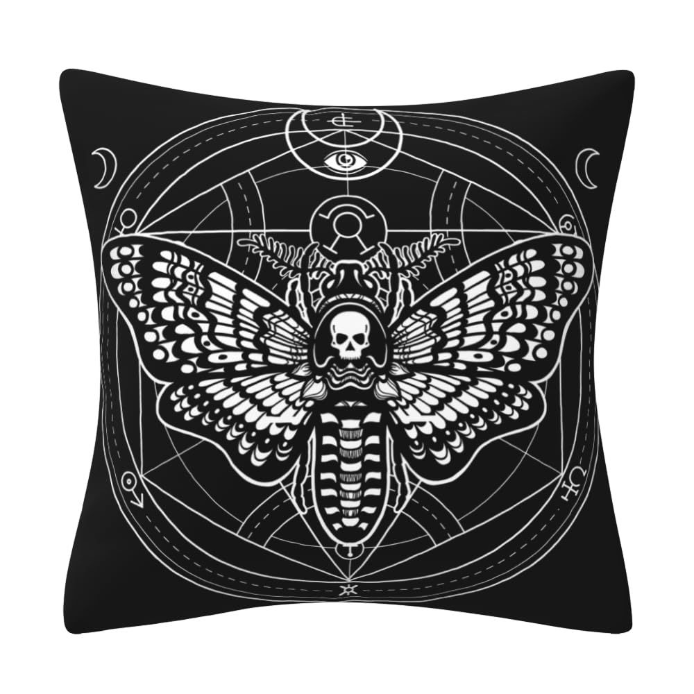 DILOXNSU Halloween Cushion Covers 45 x 45 cm Black Gothic Retro Witchcraft Double-Sided Square Decorative Pillows Covers for Livingroom Sofa Bed Farmhouse Pillow Case 18 x 18 inch โ image 1