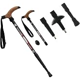 Aluminum Alloy Quick Lock Trekking Pole Anti-Shock Walking Stick Adjustable Cane Crutch for Mountains Trekking Hiking,Ultralight Collapsible with Cork Grips Tungsten Tips