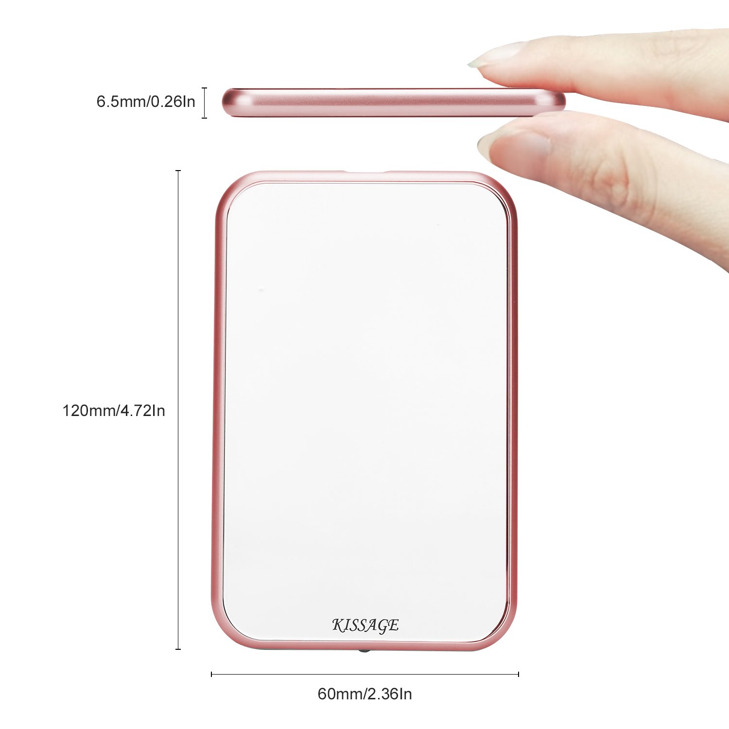 Wireless Charger, KISSAGE Ultra-Slim Premium Qi Wireless Charging Pad for Samsung Galaxy S9/S9 Plus/S8/Note 8/5/S7, 7.5W Charge base for iPhone X/8/8 Plus Built-in Mirror (Pink)