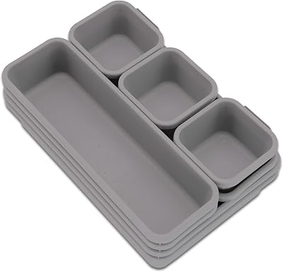 Addis 8pc Interlocking Drawer Organiser Trays Grey Storage Dividers