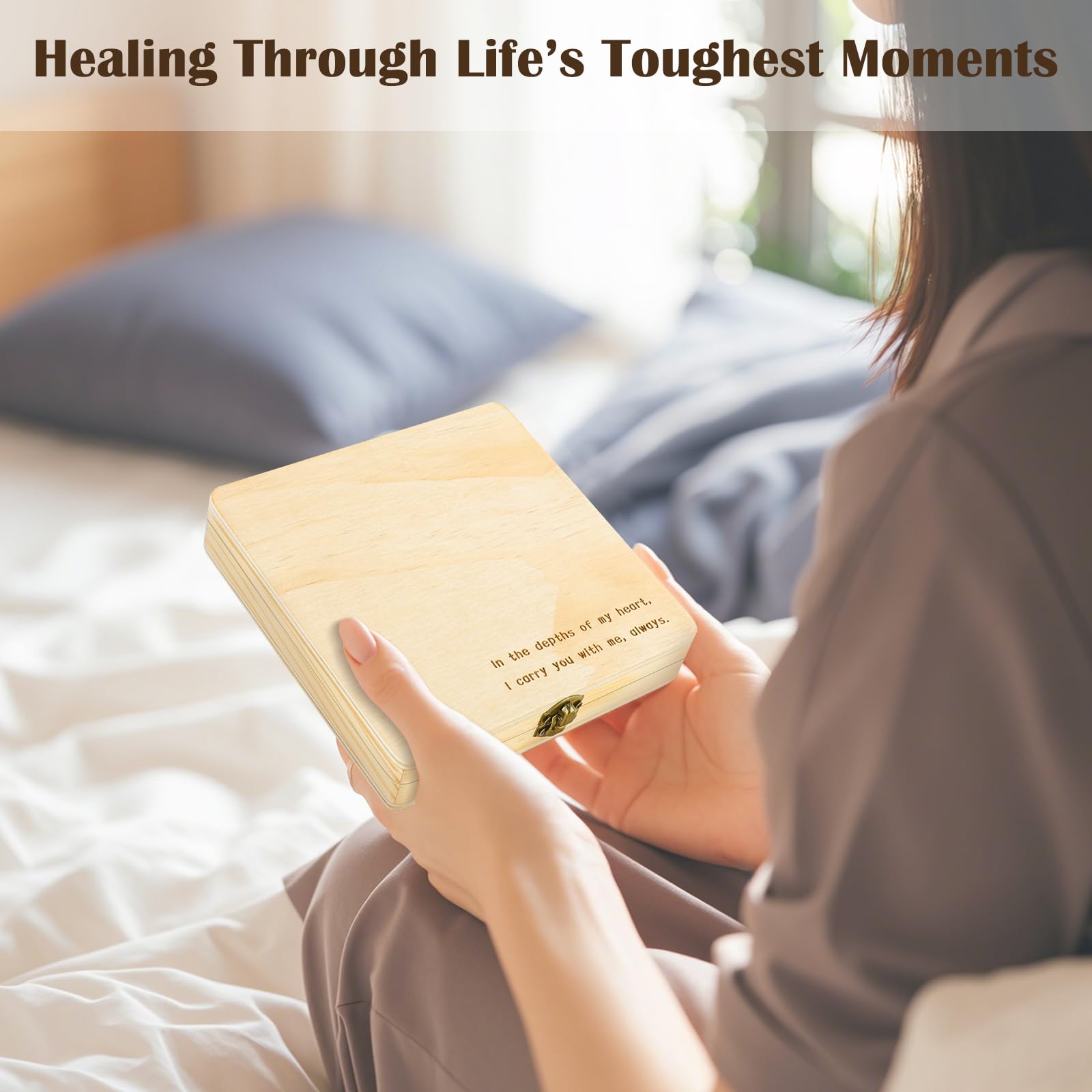 Miscarriage Gifts for Mothers, Memorial Box for Pregnancy Loss, Wooden Angel Baby Keepsake with Storage for Photo & Ornament - Comfort Sympathy Bereavement Gift for Parents, Mom and Dad