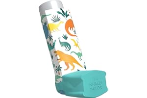 The Inhaler Tailor Inhaler Holder - for Ventolin & Shorter Style Inhaler - Vegan Leather - Adults & Kids Asthma Inhaler Case with Eyelet for Keychain/Lanyard - Handmade (Ventolin, Dinosaurs)