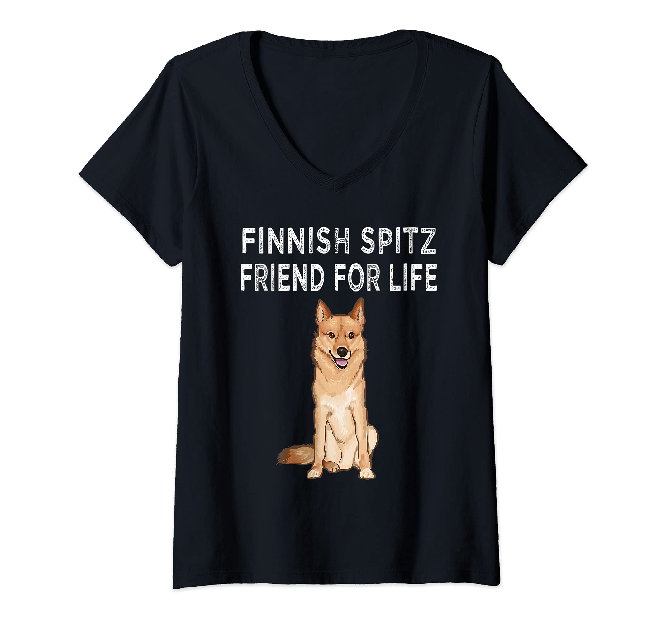 Womens Finnish Spitz Friend For Life Dog Friendship V-Neck T-Shirt