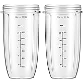 Replacement Parts 32oz Blender Cups (2 Packs) Replacement Blender Cups Compatible with NutriBullet 600w and 900w Blender