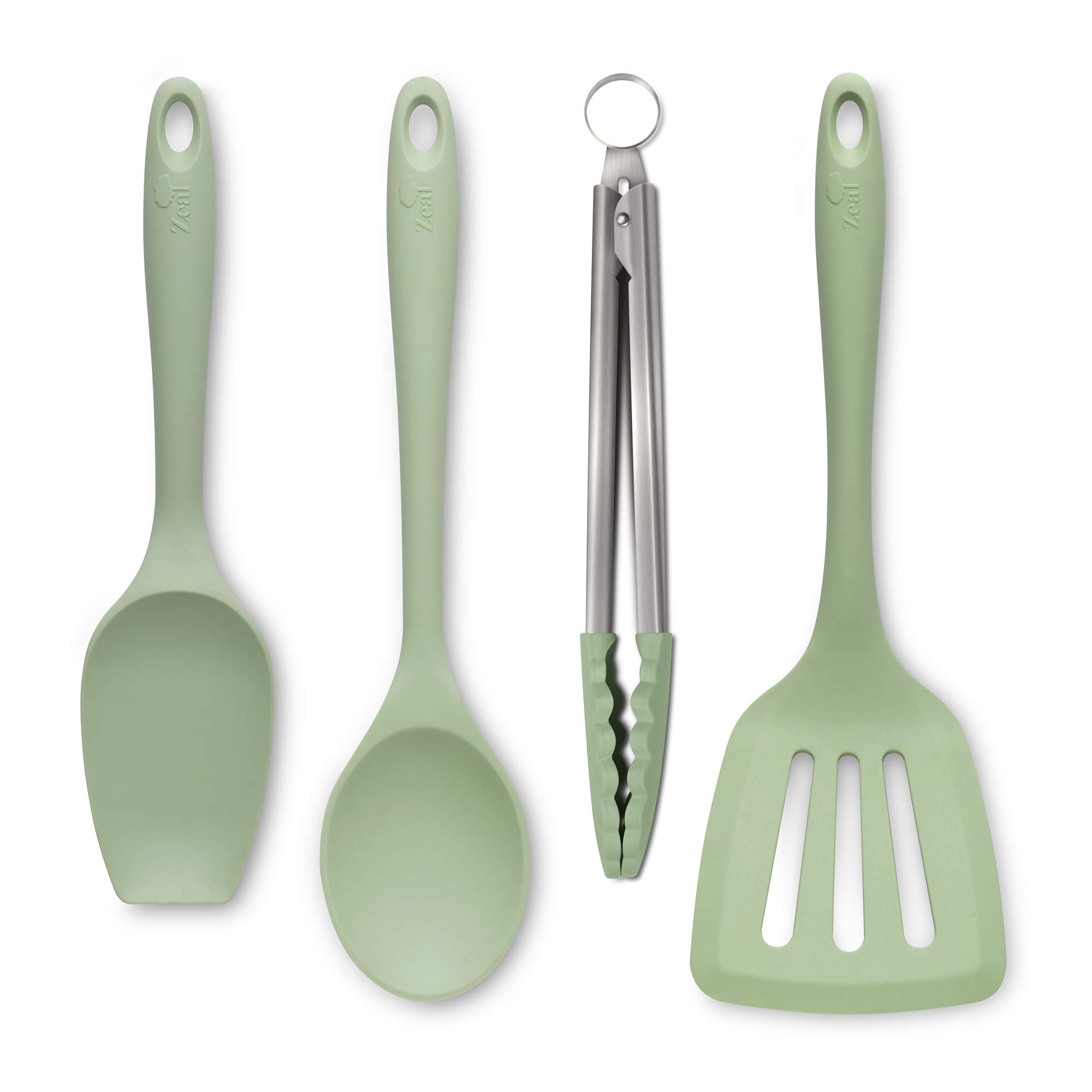 Zeal JSET40G Non-Stick Silicone Cooking Tongs, Sage Green