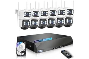 WEILAILIFE 【2-Way Audio & 360° View】 4MP PTZ Security Cameras Wireless Outdoor, WiFi Home Surveillance System, Outside Wireless Security Systems Surveillance DVR Kits