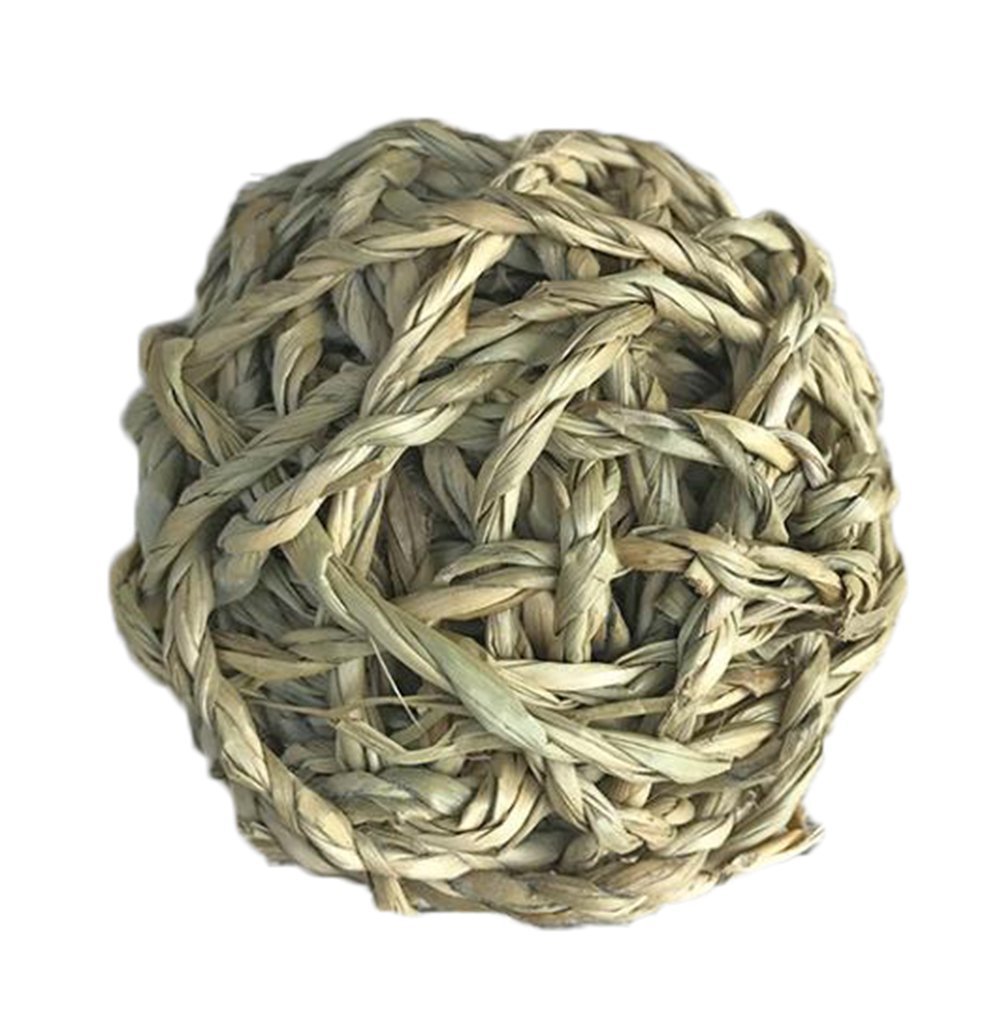 wskderliner Gras Ball natürlicher gewebter Kauen Spielzeug mit Glöckchen im Inneren für Kaninchen Hund Play 4 PCS