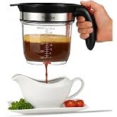 Fat Separator with Bottom Release, Oil &amp; Grease Strainer for Gravy, Cooking | Large 4-Cup Capacity, Ergonomic Handle, Clear Measurement Markings, Easy Maintenance, Durable Build, Unique Kitchen Gadget