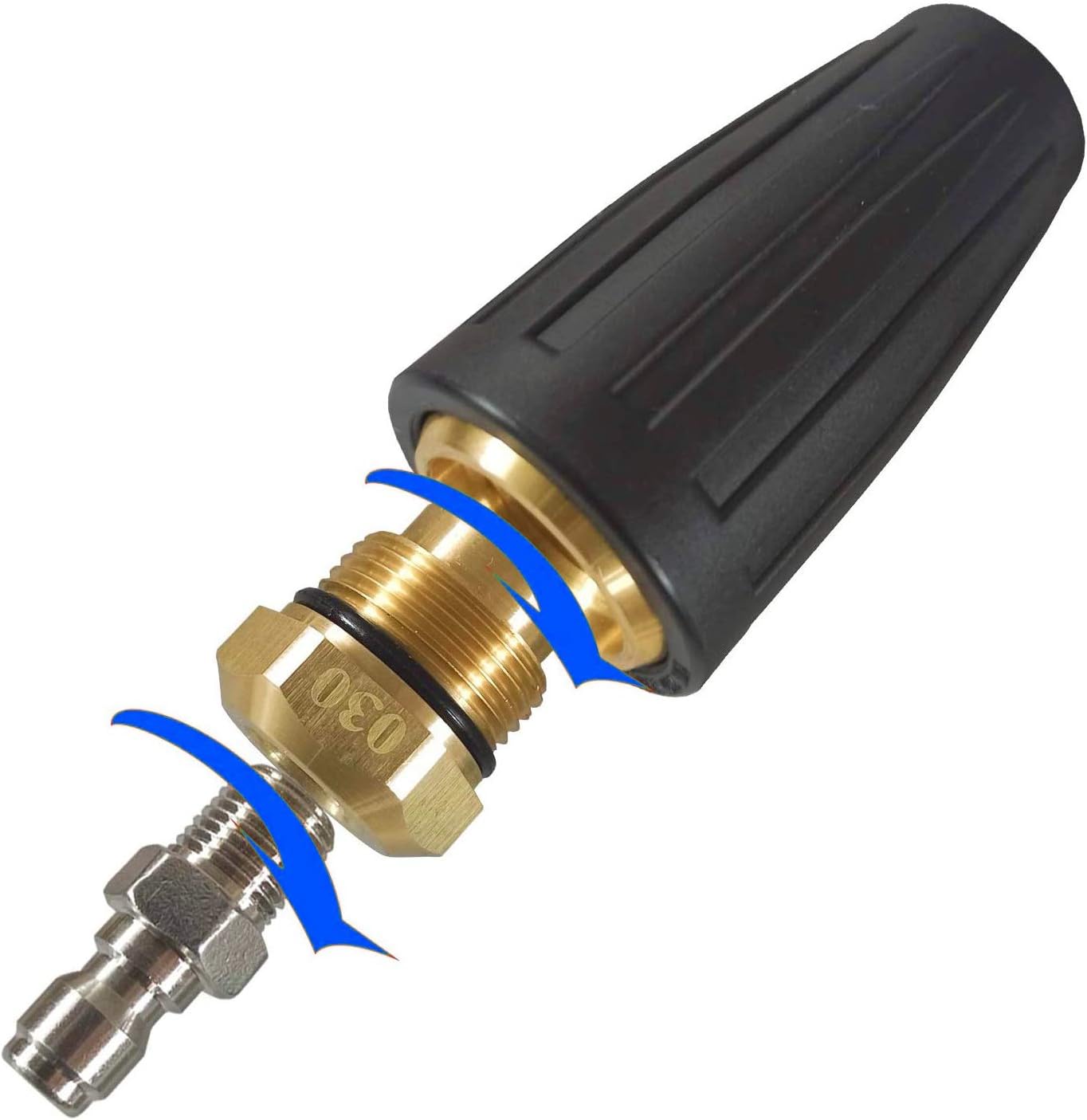 Xiny Tool Rotating Turbo Nozzle, 1/4 Inch Rotating Turbo Nozzle for Pressure Washer with 5 Nozzle Tips, Orifice 3.0, 4000 PSI: Home Improvement