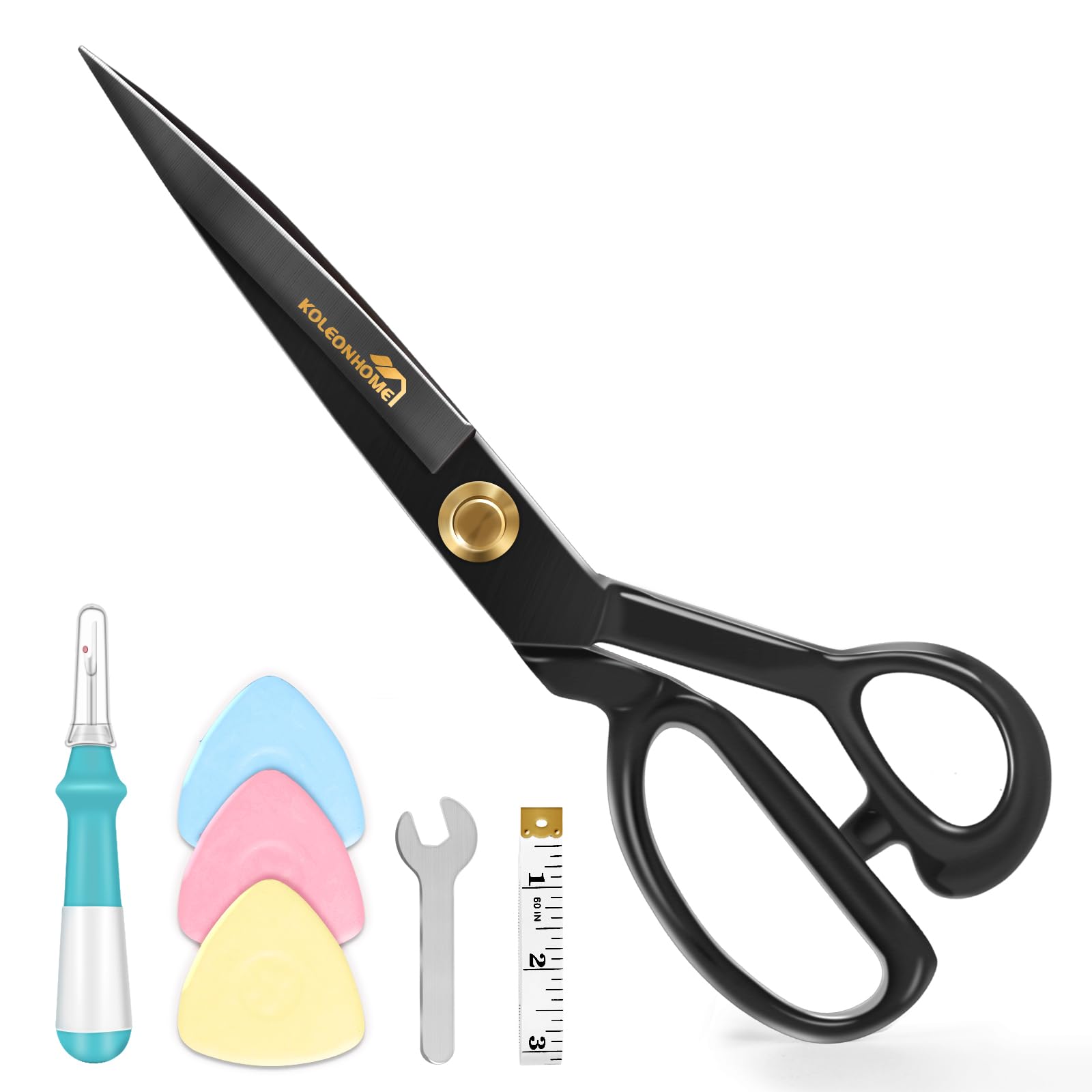 Photo 1 of 10 Inch Fabric Scissors, Heavy Duty Tailor Shears for Leather Sewing – Industrial Strength High Carbon Steel, Ultra Sharp Scissors for Fabric Cutting, Dressmaking, Home Office, Artists & Dressmakers