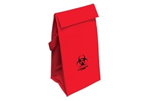 Hopkins Medical Products Biohazard Cooler Bag, 6.75 x 10 x 5.75 Inch, Red, Insulated, Durable Nylon, Easy to Clean, Biohazard Marked, Velcro Closure