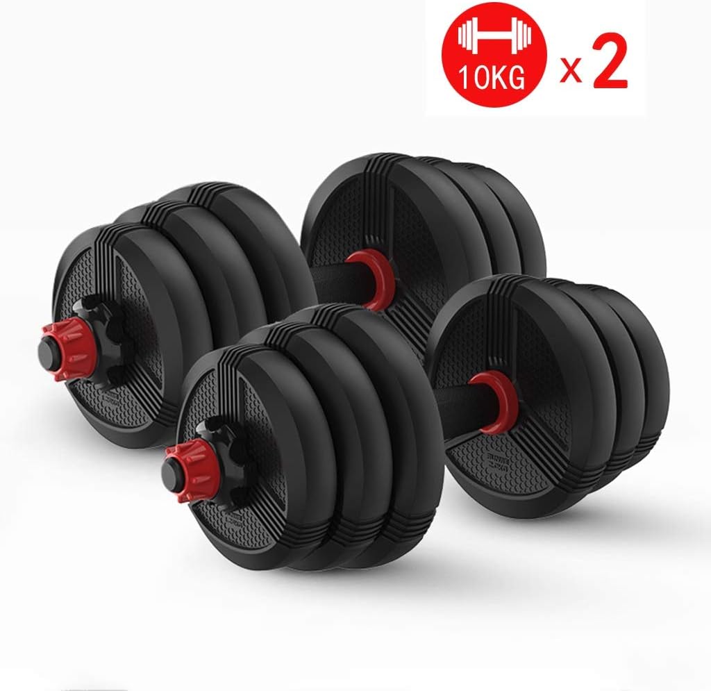Summerone Detachable Combination Dumbbell Gym Equipment Adjustable Dumbbell Body Building Dumbbells Weights Set 20KG(44lb)