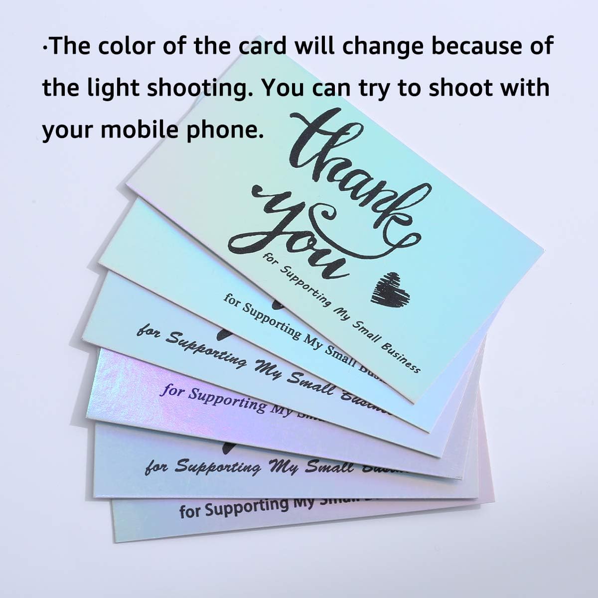 240 PCS Holographic Thank You for Supporting My Small Business Cards Silver Small for Retail Store, Handmade Goods, Business Owners Sellers, Package Inserts(2 X 3.5 Inch) : Office Products