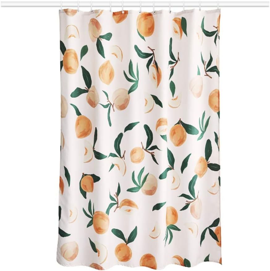 Curtain Shower Peach Pattern Polyester Bathroom Waterproof