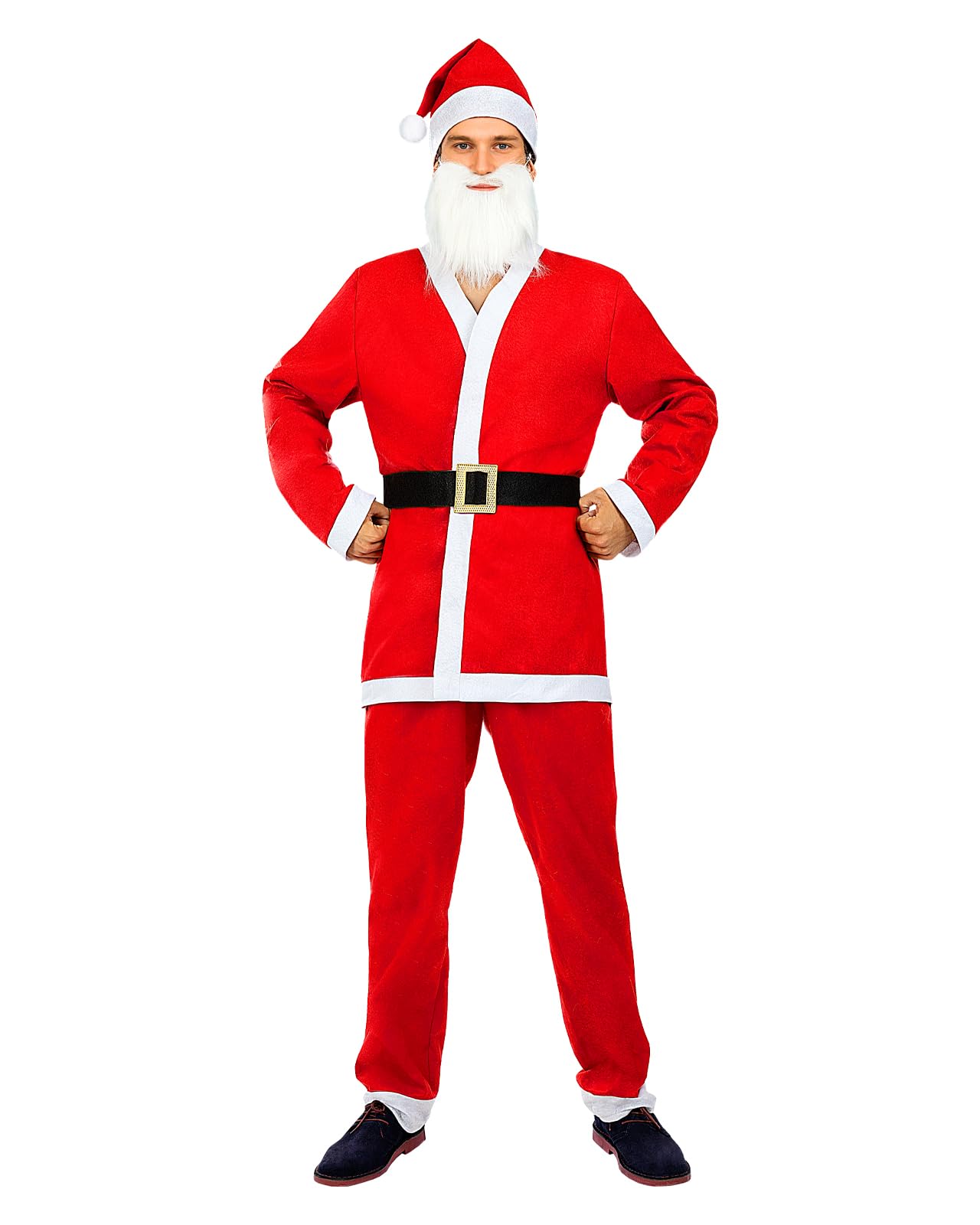 Funidelia Santa Claus Costume for Men, Includes Pants, Belt, Jacket and Hat, Christmas - Outfit for Adults for Parties, Carnival and Halloween - Size XL