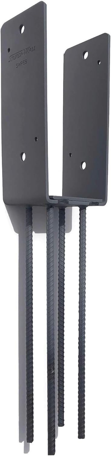 Sturdi-Wall Plus, Wet Set Bracket (6x6 Post), SWP66 - Steel Bracket with Rebar for Post Frame Pole Barn Construction Concrete Foundation