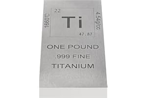 Pure Titanium Bar 1 Pound .999 Fine | Ti Element Ingot Bullion Paperweight | Commercially Pure Grade Titanium, Rustproof, Bio