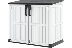 LHBGO Outdoor Storage Shed 36 Cu. Ft. Resin Garden Horizontal Storage Large Capacity Weather Resistant Storage Box, Lockable Resin Waterproof Shed for Garbage Cans, Garden Tools