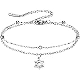 TEAMER Adjustable Star of David Bracelet Double Layer Beads Chain Star of David Bracelet Jewish Hexagram Judaism Amulet Jewelry For Women