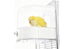 mini&moe Bird Bath for Cage, 4 in 1 Multifunction Birds House/Bath/Litter Box/Feeder Room, Bird Cage Accessories for Pet Birds Conure Budgies Cockatiels Lovebird,Finches, Parakeets, Mannikin, White