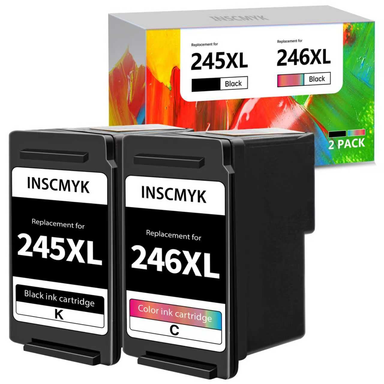Photo 1 of 245XL Black and 246XL Color Replacement for Canon 245XL 246XL Combo Pack PG-245XL CL-246XL for Pixma TS302 TS3120 TS3320 TS3322 MX490 TR4527 TR4520 MG2524 MG2525 MG2522 TS202 Printer (1 Black,1 Color)