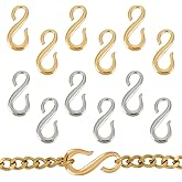 UNICRAFTALE 12Pcs 2 Colors 304 Stainless Steel S Hook Clasps Necklace Clasp Connectors Small S-Shaped Hook Connectors Hook Accessories for DIY Bracelets Necklace Jewelry Making