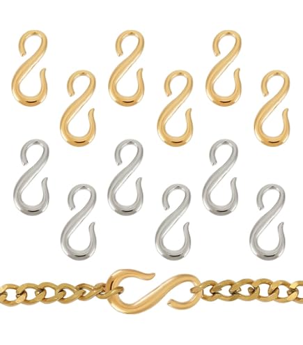 PH PandaHall 40pcs 2 Colors 24K Gold S Hook Clasps, Italy