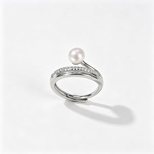 Freshwater Cultured Pearl Ring for Women - 18K Gold Plated Adjustable Open Band, AAA+ Luster Pearl, Hypoallergenic, Everyday/