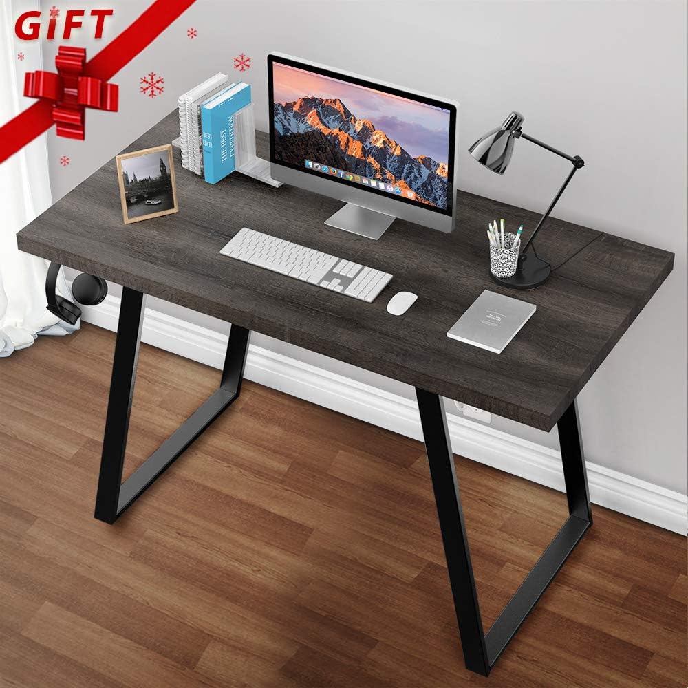 Grovelife Computer Desk Simple Style Desk for Home Office Writing Study Table PC Laptop Gaming Desk with[ Cable Management Tray ]and[ Headphone Hanger]-47-Inch, Mahogany