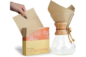 Bake Choice Pre-folded Natural Unbleached Coffee Filters - 50 Pack, Compatible with Pour-Over Coffee Makers