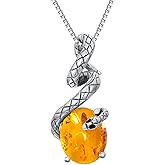 MILKYX Snake Genuine Amber Pendant Necklace 925 Sterling Silver Healing Natural Gemstone Jewelry for Women Snake Egg Lover