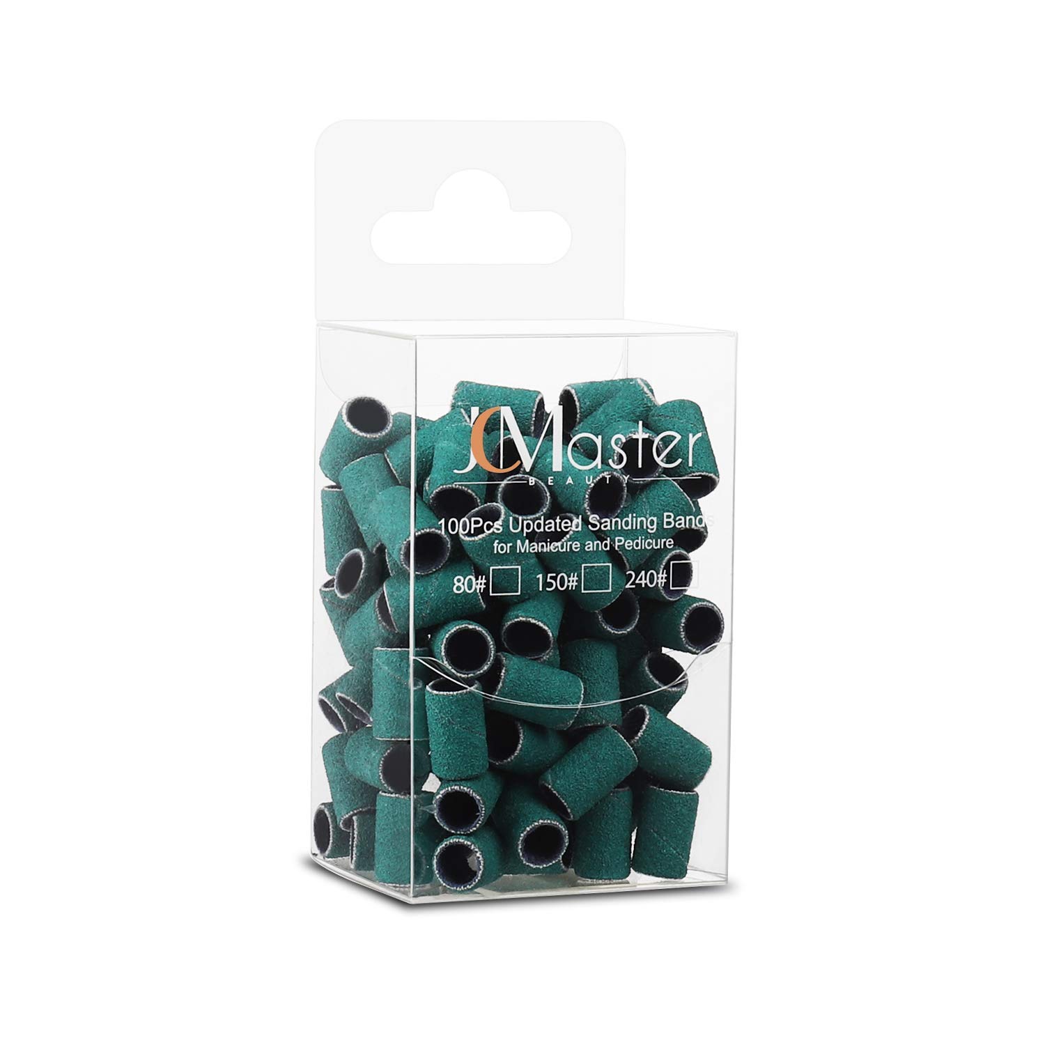 Nail Sanding Bands 240 Grit, JCMaster 100pcs Sanding Bands for Nail Drill Bit, Durable Sanding Band 3/32" Universal Size, Professional Manicure and Pedicure Nail Tools for Polishing Sanding (150 Grit)