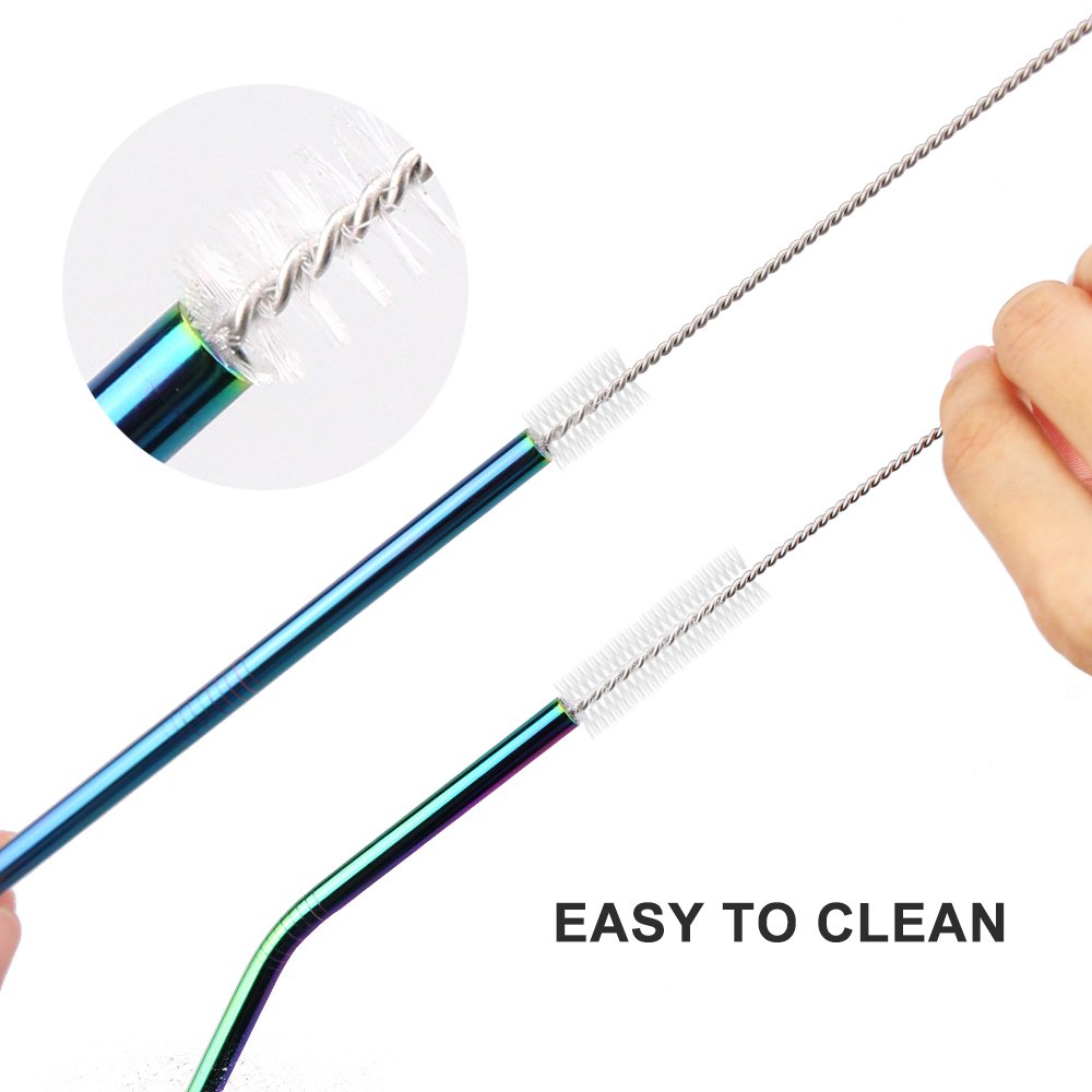 Stainless Steel Drinking Straws CEEBON Reusable Washable Rainbow Straws for 20 30oz Tumblers Ramblers RTIC Yeti Ozark Trail Tumblers Cold Beverage(4 Straight + 4 Bent + 3 Brushes)