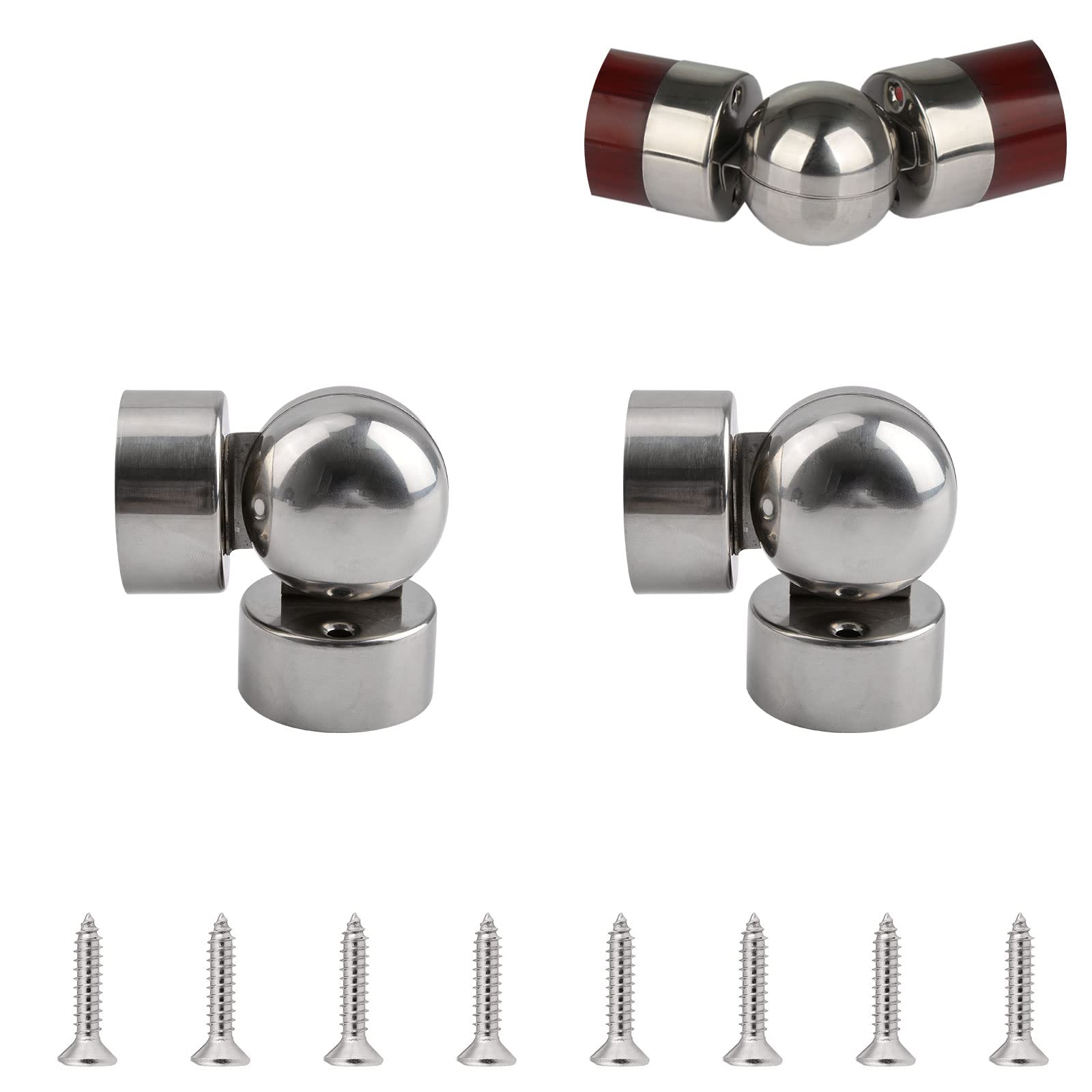 UFURMATE 2PCS Stainless Steel Universal Round Handrail Connector - Adjustable Fitting for 45mm Handrail