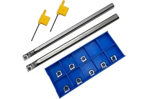 Zouzmin 2pcsTungsten Steel Tool Holders C06K/C08K-SCLCR06 Boring Bars +10PCS CCGT060204-AK Indexable Carbide Turning Insert Blades Boring and Outer circlr for Aluminum Copper Plastic Cutting