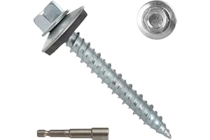 AOKLIT Metal Roofing Screws#10 × 1-1/2 Inch, 300Pcs Zinc Plated Hex Head Metal Roof Screws with Rubber Washers for Corrugated Roofing Panels (Hex Socket Included)