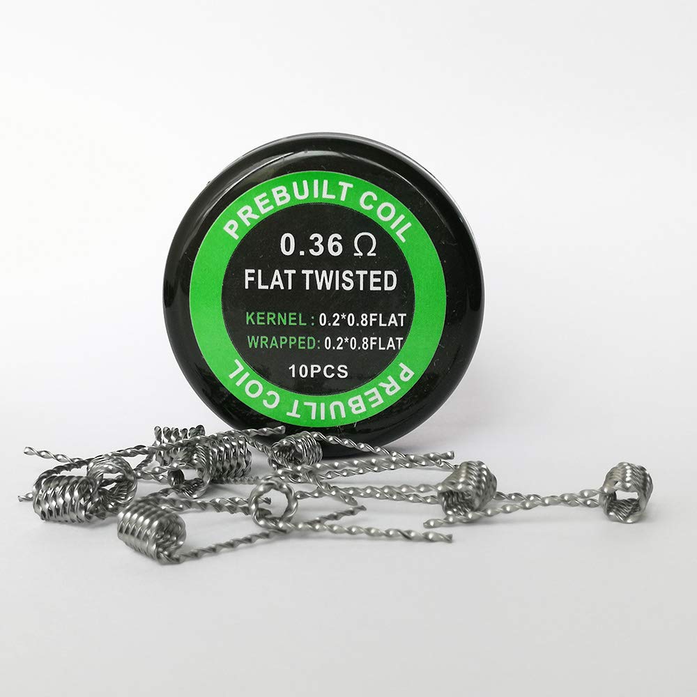 10PCS Kanthal A1 Prebuilt RDA RTA RBA Heating Coil Wire Flat Twisted 32 * 20GA+32 * 20GA, 0.36ohm