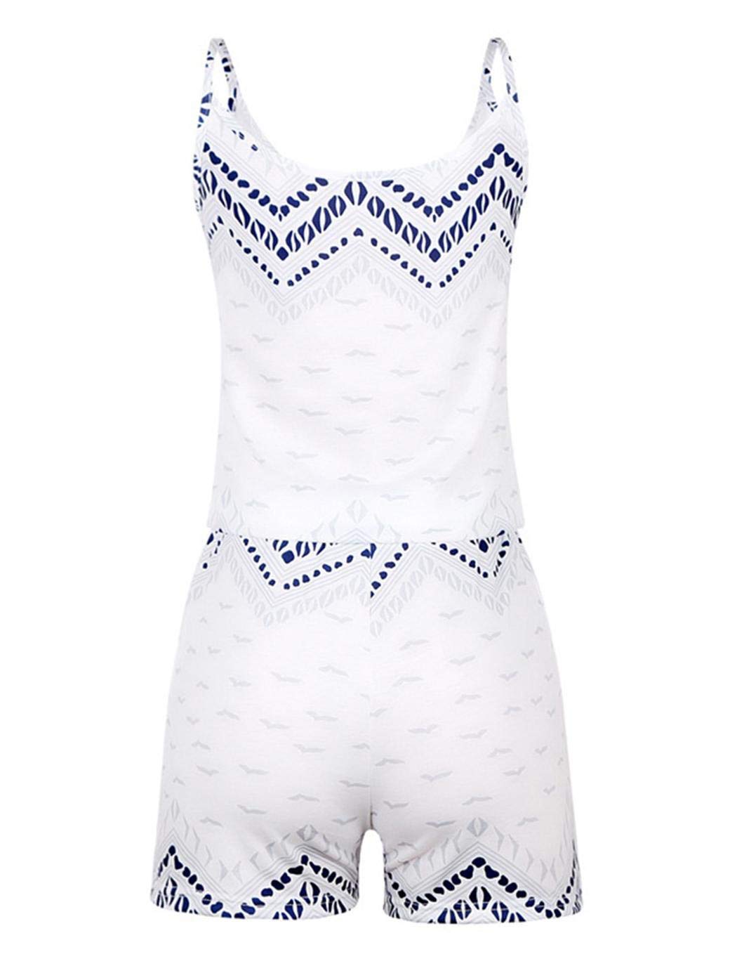 yiyioi Tutina Slim Casual Estiva da Donna con Stampa Senza Maniche e Cinturino da Spaghetti Monopezzi e Tutine