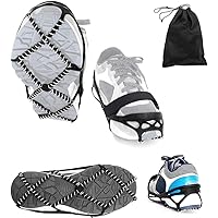 Ice Cleats, Highly Elastic Traction Cleats Grippers with Magic Tape Straps and Storage Bag, Anti Slip Walk Traction Cleats fo