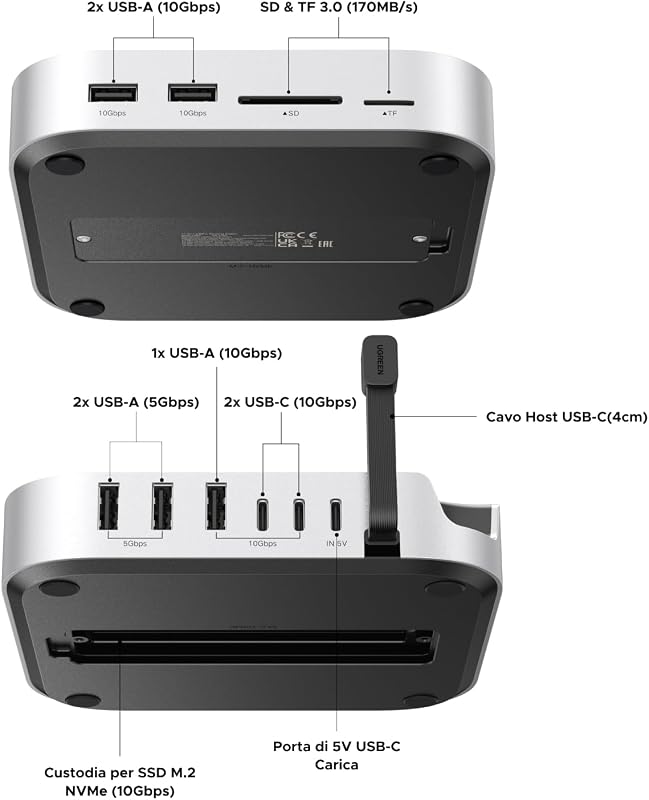 Docking Station Hub USB C con Supporto per Mac Mini M4 et M4 Pro
