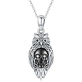 Hagkew Owl Necklace for Women Sterling Silver Filigree Owl Pendant Necklace Owls Jewelry Birthday Christmas Gifts for Women Men