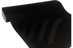 JNK NETWORKS Suede Fabric Wrap - Self Adhesive Film Sticker 16 x 55 Inches Silky Decal Sheet for Car Interior Furniture Upholstery DIY Elastic Stretch Peel and Stick Black